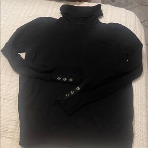 Joseph Black Turtleneck Sweater with Button Accents